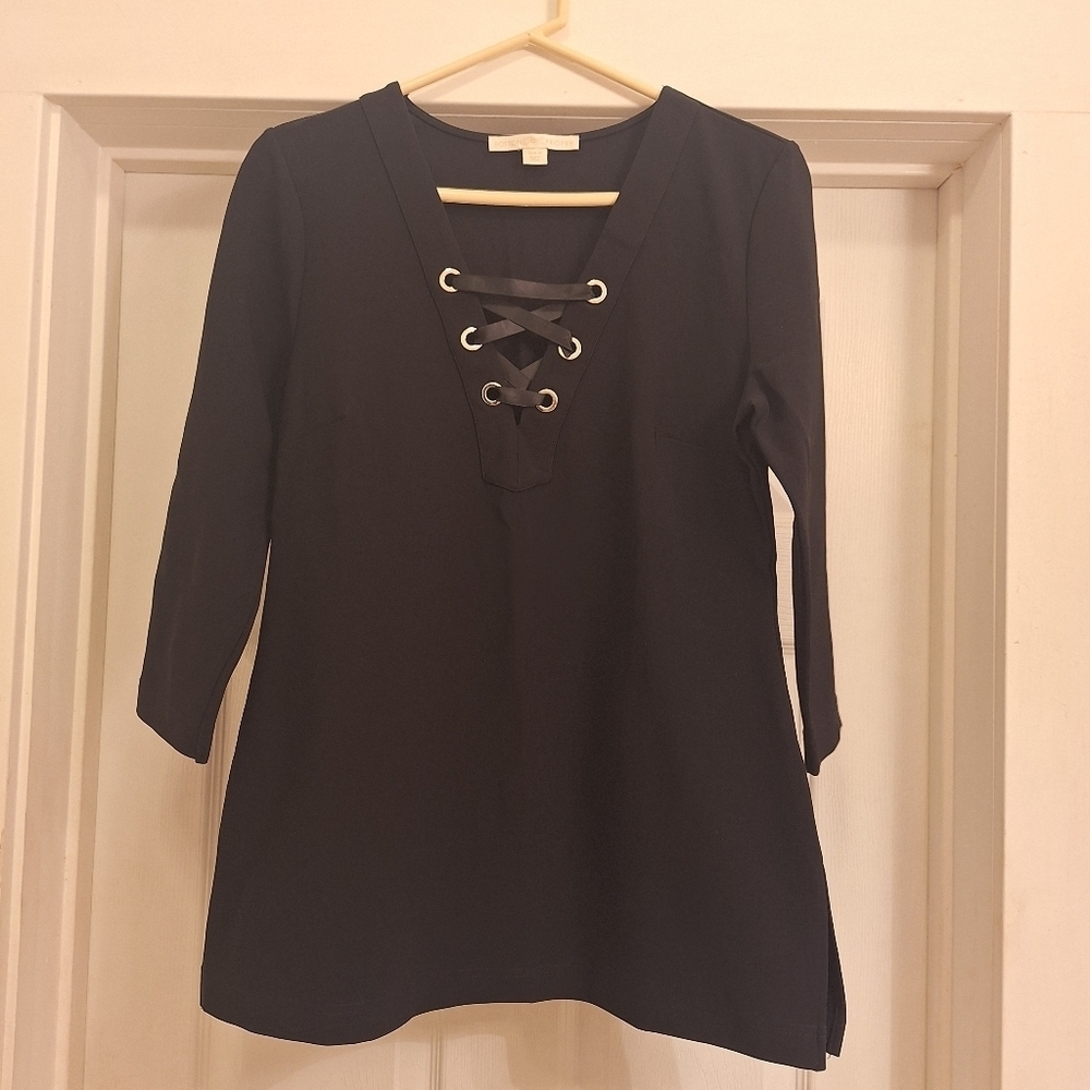 Boston Proper Black Lace-Up Tunic Size Medium